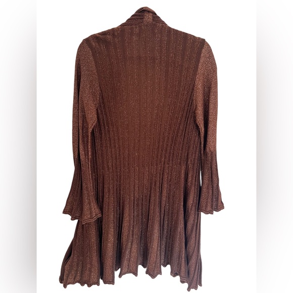 Once 1 Again Women Long Sweater Cardigan. Size M Color Brown and Gold - Picture 2 of 4